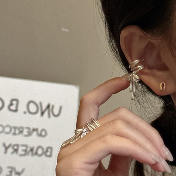 Wholesale 925 Sterling Silver Bow Ear Cuff & Ring - Image 4