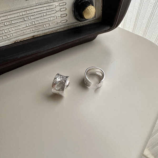 Wholesale 925 Sterling Silver Texture Hollow Ear Cuff & Ring - Image 2