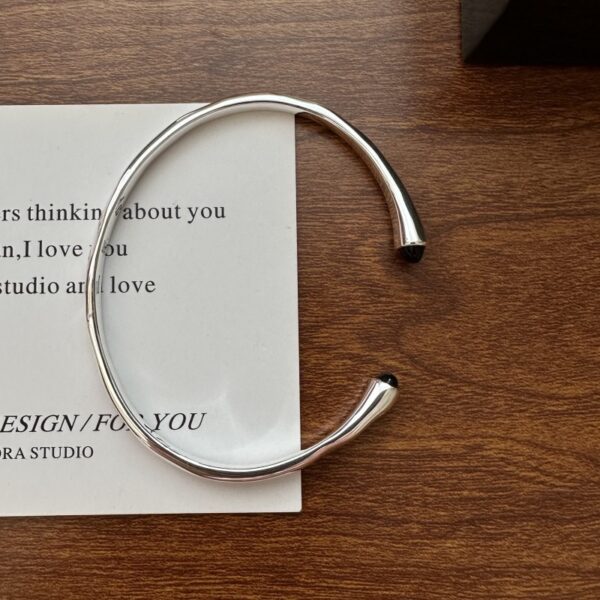 Wholesale 925 Sterling Silver Black Agate Simple Bangle - Image 3