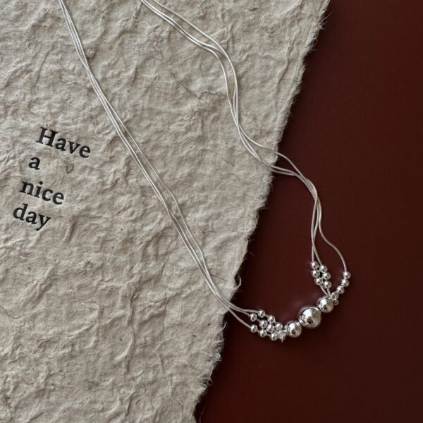 Wholesale 925 Sterling Silver Three Layers Bead Necklace & Bracelet - Image 2