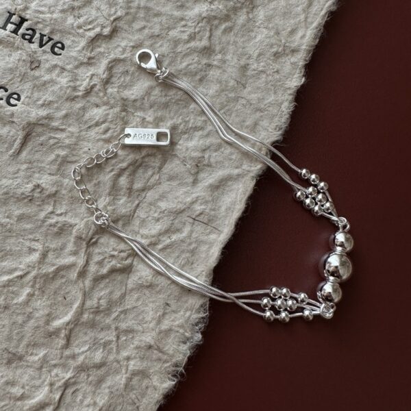 Wholesale 925 Sterling Silver Three Layers Bead Necklace & Bracelet - Image 3
