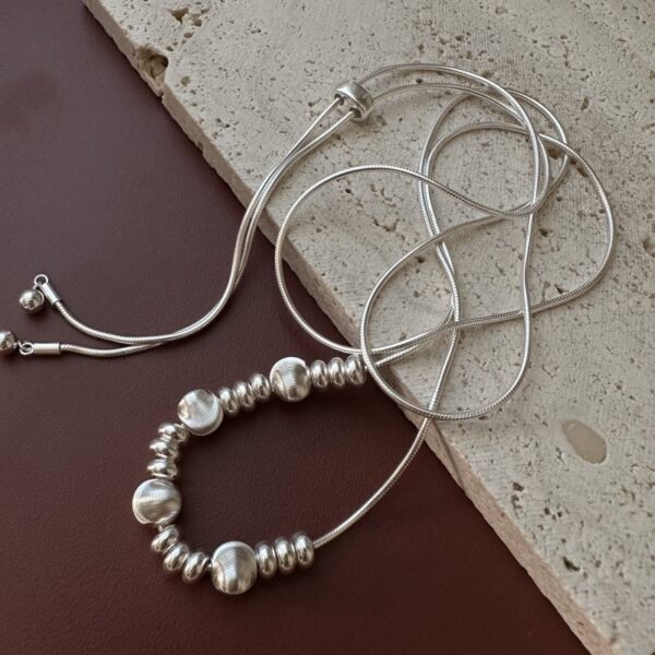 Wholesale 925 Sterling Silver Cat-eye Bead Sweater Necklace