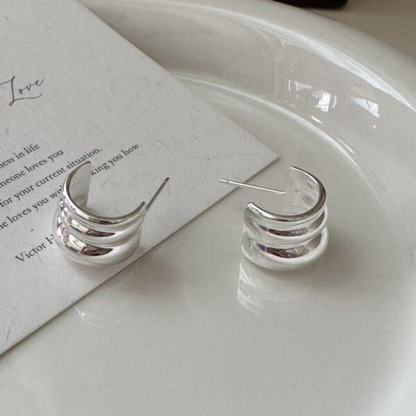 Wholesale 925 Sterling Silver Glossy Simple Earrings