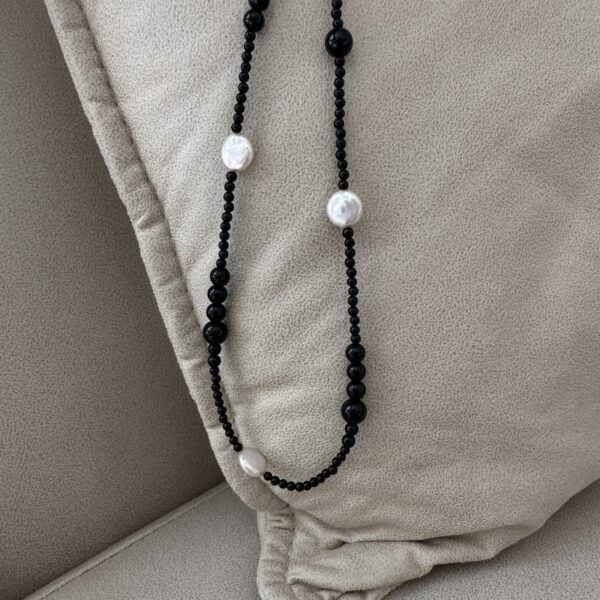 Wholesale 925 Sterling Silver Black Agate Pearl Necklace - Image 2