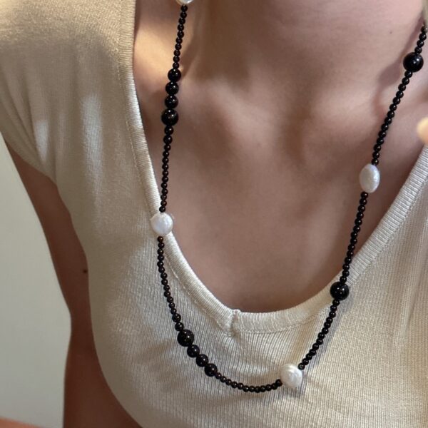 Wholesale 925 Sterling Silver Black Agate Pearl Necklace - Image 4