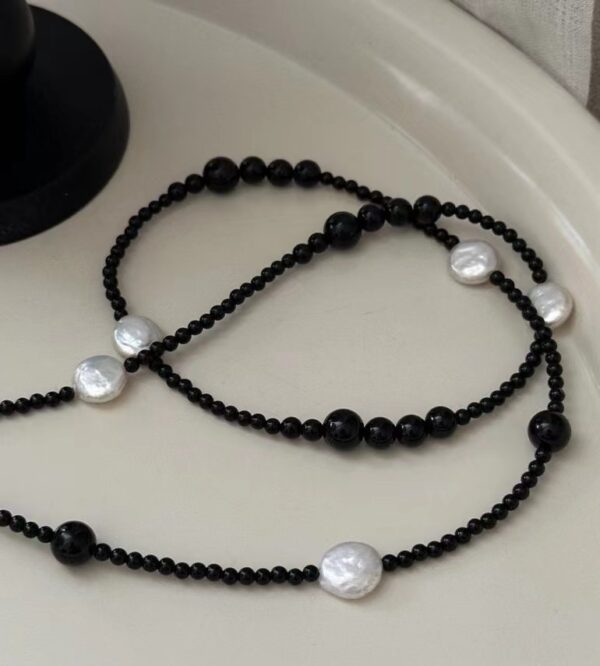 Wholesale 925 Sterling Silver Black Agate Pearl Necklace - Image 3