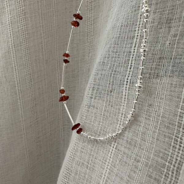 Wholesale 925 Sterling Silver Beaded Asymmetrical Necklace - Image 3