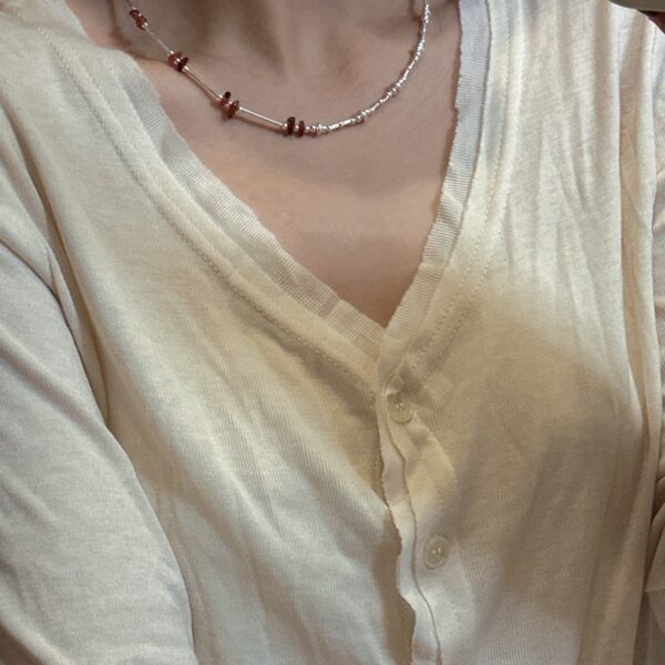 Wholesale 925 Sterling Silver Beaded Asymmetrical Necklace - Image 4