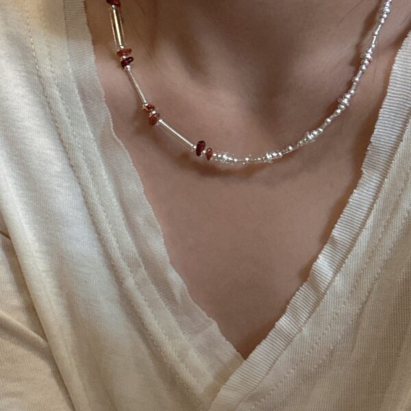 Wholesale 925 Sterling Silver Beaded Asymmetrical Necklace - Image 5