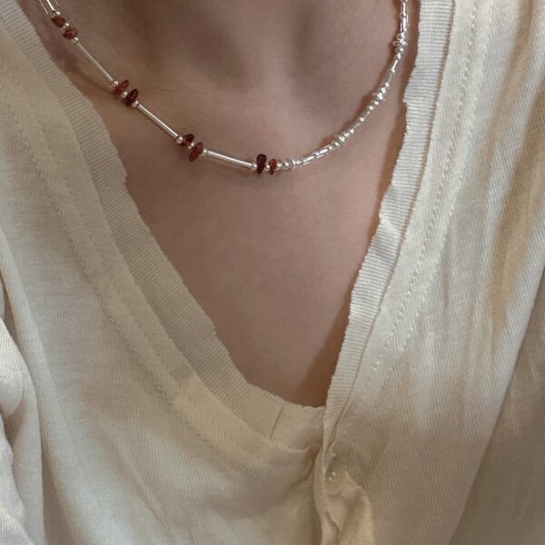Wholesale 925 Sterling Silver Beaded Asymmetrical Necklace - Image 6