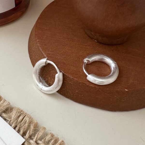 Wholesale 925 Sterling Silver Brushed Hoop Earrings - Image 2
