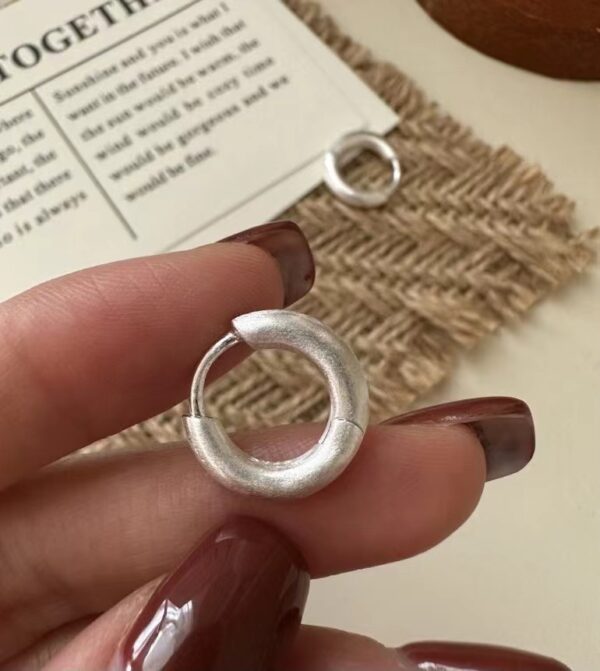 Wholesale 925 Sterling Silver Brushed Hoop Earrings - Image 3