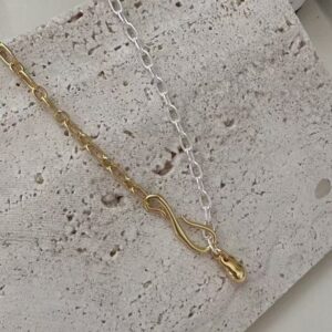 Wholesale 925 Sterling Silver Gold & Silver Necklace