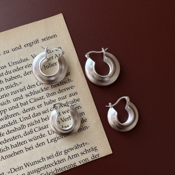 Wholesale 925 Sterling Silver Matte Hoop Earrings