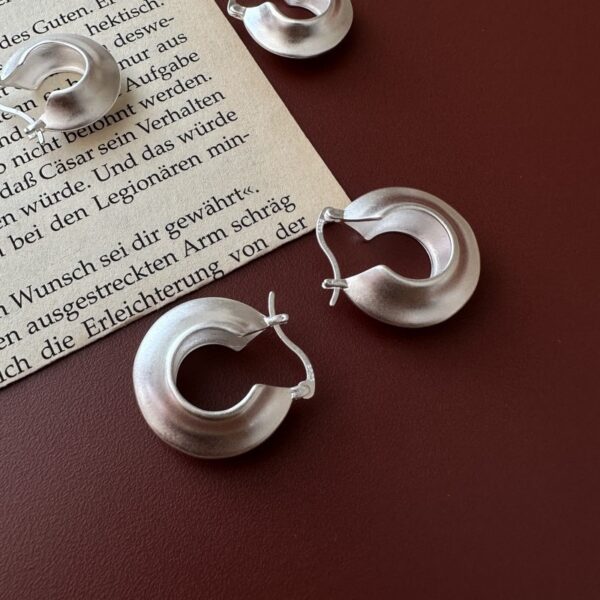 Wholesale 925 Sterling Silver Matte Hoop Earrings - Image 2