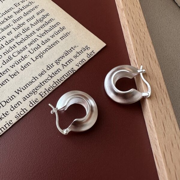 Wholesale 925 Sterling Silver Matte Hoop Earrings - Image 3