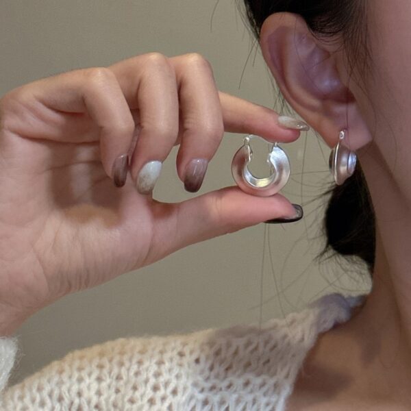 Wholesale 925 Sterling Silver Matte Hoop Earrings - Image 4