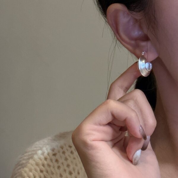 Wholesale 925 Sterling Silver Matte Hoop Earrings - Image 6