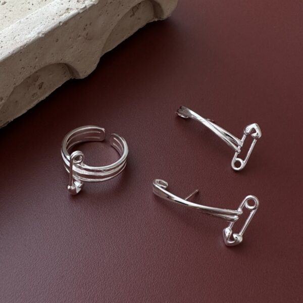 Wholesale 925 Sterling Silver Paper Clip Earrings & Ring