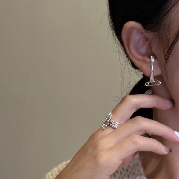 Wholesale 925 Sterling Silver Paper Clip Earrings & Ring - Image 4