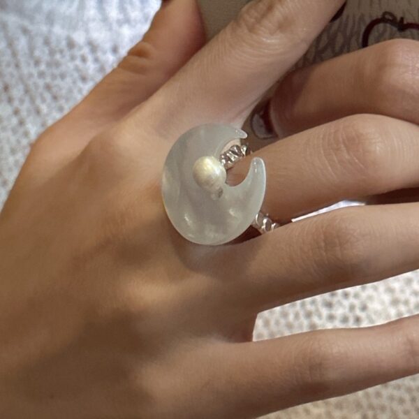 Wholesale 925 Sterling Silver White Shell Moon Ring - Image 4