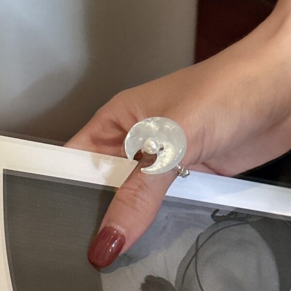 Wholesale 925 Sterling Silver White Shell Moon Ring - Image 5