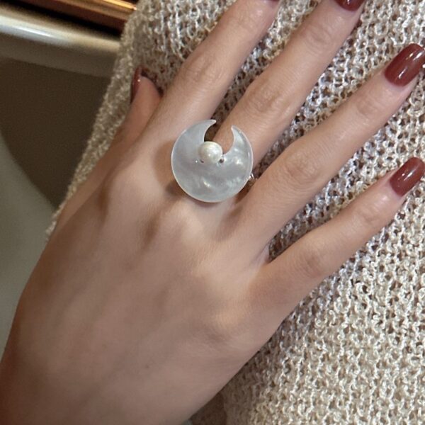Wholesale 925 Sterling Silver White Shell Moon Ring - Image 6