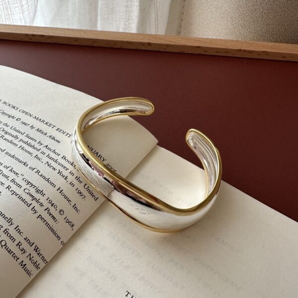 Wholesale 925 Sterling Silver Gold & Silver Chunky Bangle - Image 2