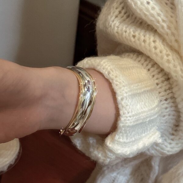 Wholesale 925 Sterling Silver Gold & Silver Chunky Bangle - Image 4