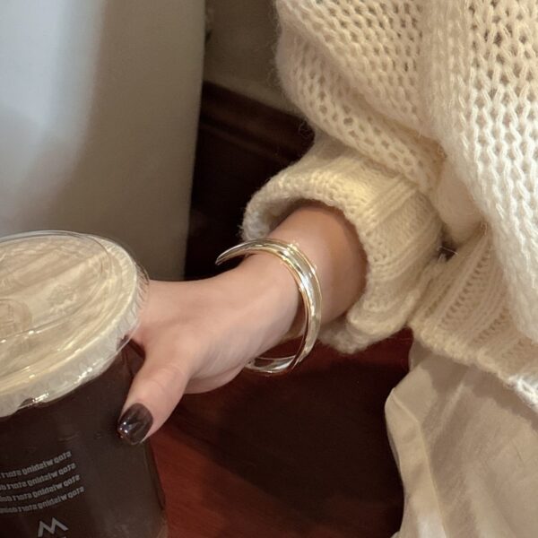 Wholesale 925 Sterling Silver Gold & Silver Chunky Bangle - Image 6