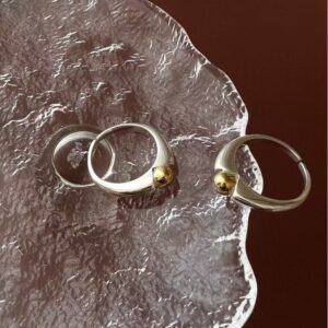 Wholesale 925 Sterling Silver Gold Bead Ring