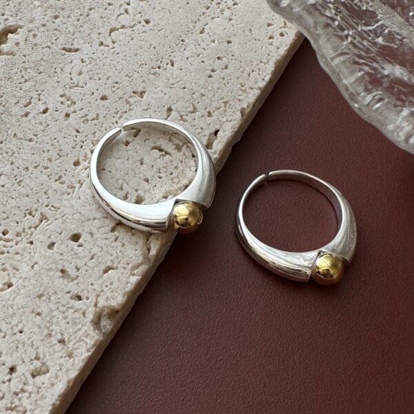 Wholesale 925 Sterling Silver Gold Bead Ring - Image 2