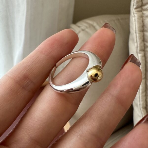 Wholesale 925 Sterling Silver Gold Bead Ring - Image 3