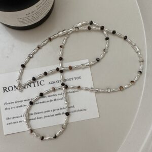 Wholesale 925 Sterling Silver Rice Bead Mother of Pearl Necklace