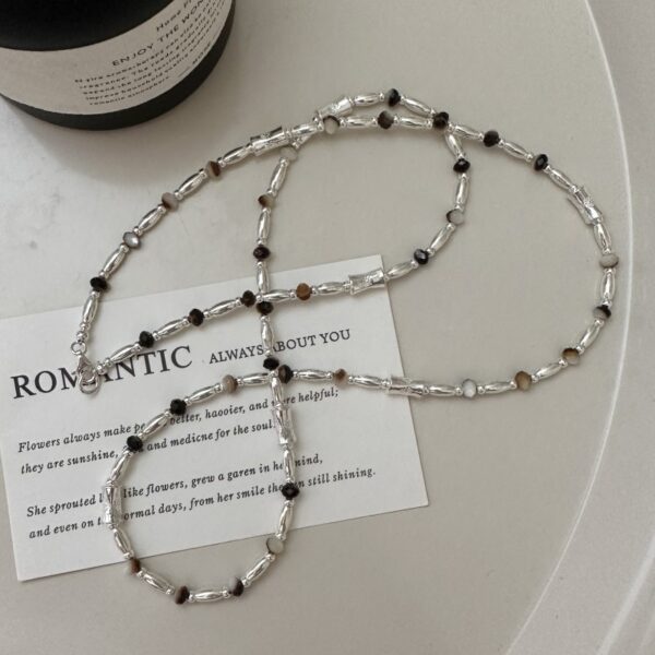 Wholesale 925 Sterling Silver Rice Bead Mother of Pearl Necklace