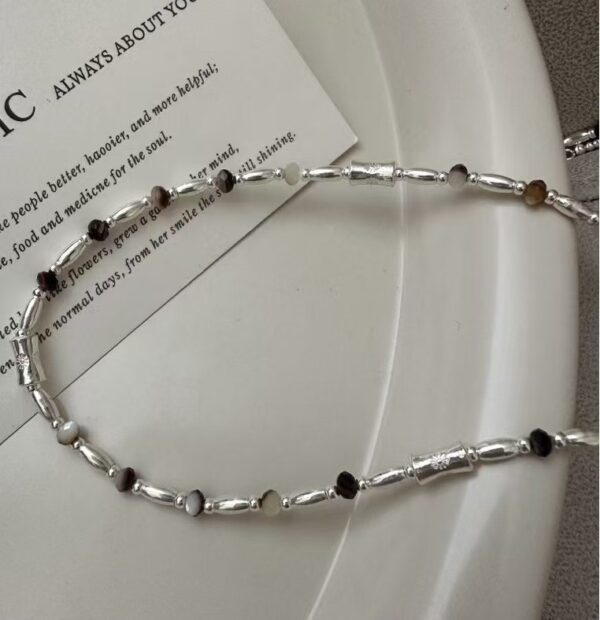 Wholesale 925 Sterling Silver Rice Bead Mother of Pearl Necklace - Image 3
