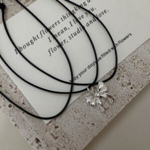Wholesale 925 Sterling Silver Bow Cord Necklace