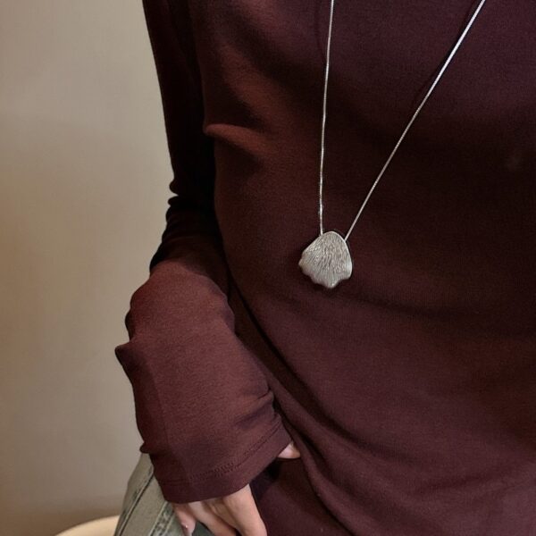 Wholesale 925 Sterling Silver Textured Sweater Necklace - Image 4