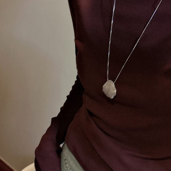 Wholesale 925 Sterling Silver Textured Sweater Necklace - Image 6