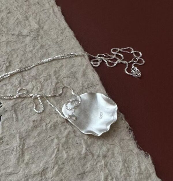 Wholesale 925 Sterling Silver Textured Sweater Necklace - Image 3