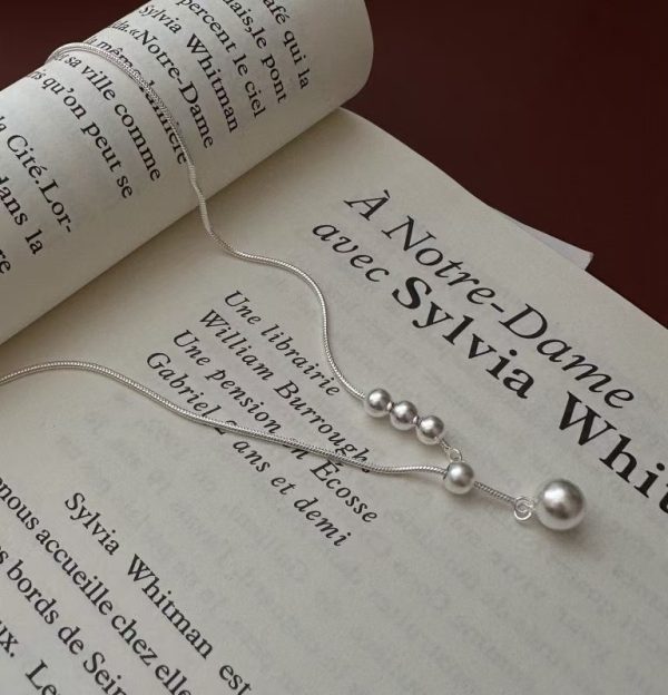 Wholesale 925 Sterling Silver Beaded Adjustable Sweater Necklace - Image 3