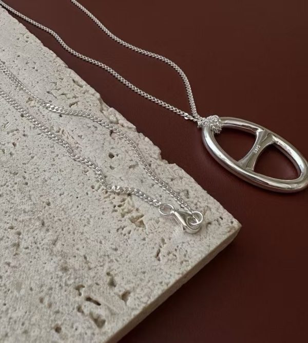 Wholesale 925 Sterling Silver Pig Nose Sweater Necklace - Image 3