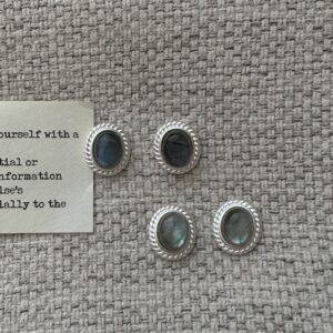 Wholesale 925 Sterling Silver Oval Natural Stone Stud Earrings