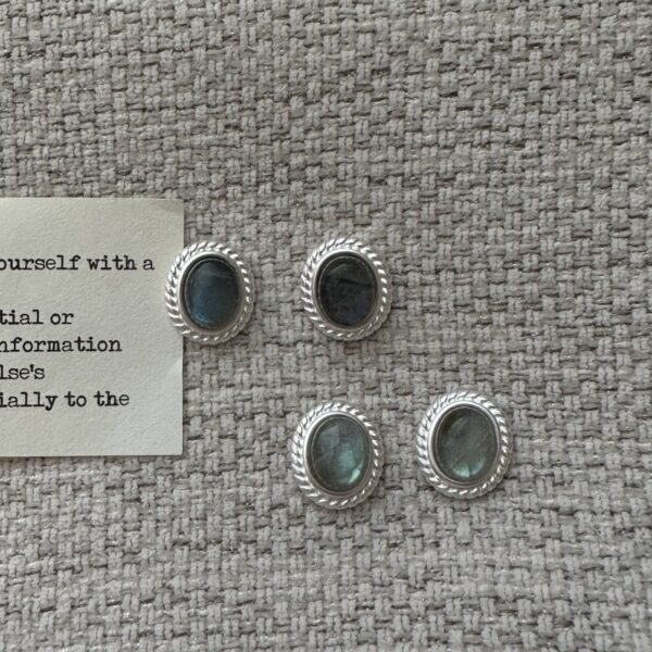 Wholesale 925 Sterling Silver Oval Natural Stone Stud Earrings
