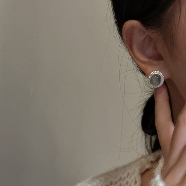 Wholesale 925 Sterling Silver Oval Natural Stone Stud Earrings - Image 5