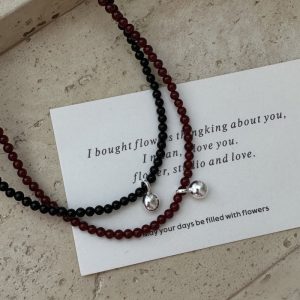 Wholesale 925 Sterling Silver Agate Bead Necklace