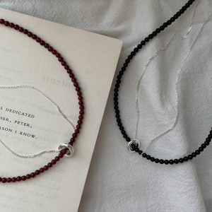 Wholesale 925 Sterling Silver Agate Silver Chain Necklace