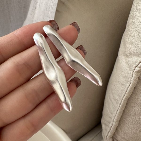 Wholesale 925 Sterling Silver Matte Irregular Stud Earrings - Image 2