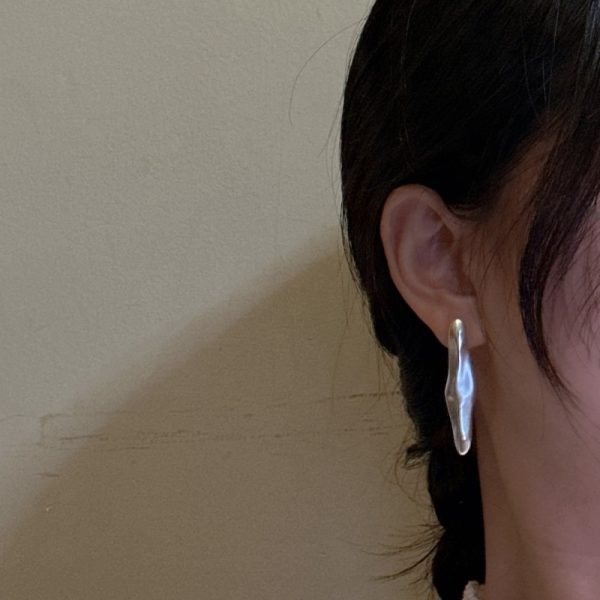 Wholesale 925 Sterling Silver Matte Irregular Stud Earrings - Image 6