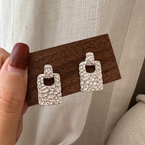 Wholesale 925 Sterling Silver Textured Square Earrings